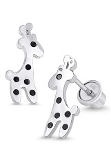 beautiful silver giraffe screw back baby earrings